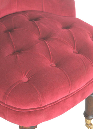 Wine Red Velvet Accent Chair