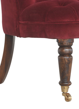 Wine Red Velvet Accent Chair