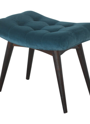 Teal Cotton Velvet Curved Bench