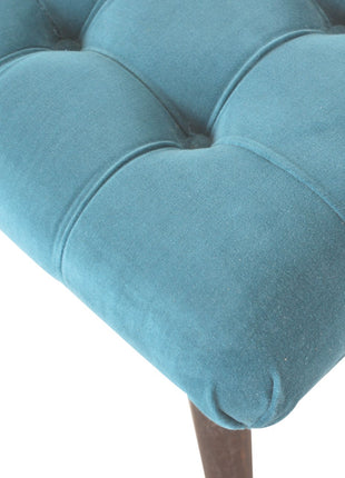 Teal Cotton Velvet Curved Bench