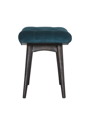 Teal Cotton Velvet Curved Bench