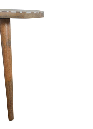 White Pattern Footstool Set of 2