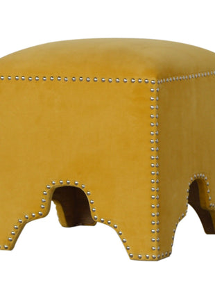 Mustard Studded Footstool