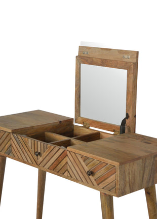Line Carved Foldable Dressing Table