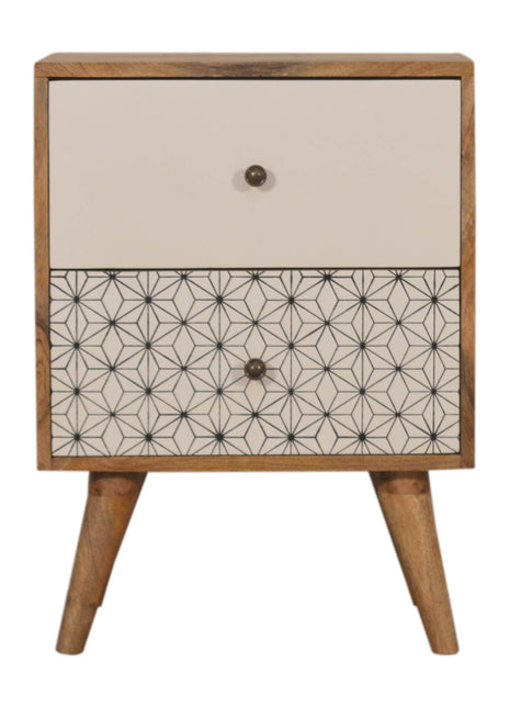 Geo Screen Printed 2 Tone Bedside
