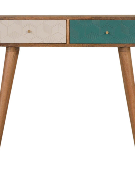 Acadia Teal and White Console Table