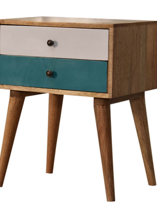 Teal Modern Solid Wood Bedside