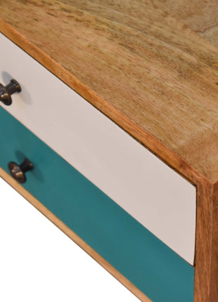 Teal Modern Solid Wood Bedside