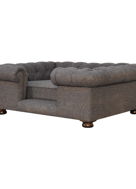 Battleship Tweed Button Pet Bed