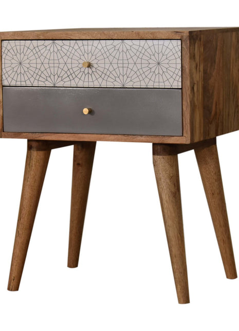 Grey Patterned Bedside