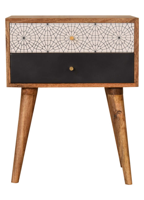 Black Patterned Bedside