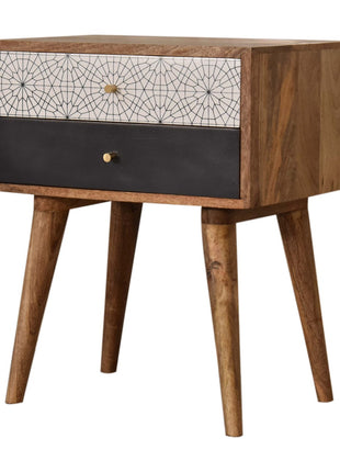 Black Patterned Bedside