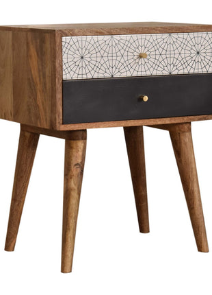 Black Patterned Bedside