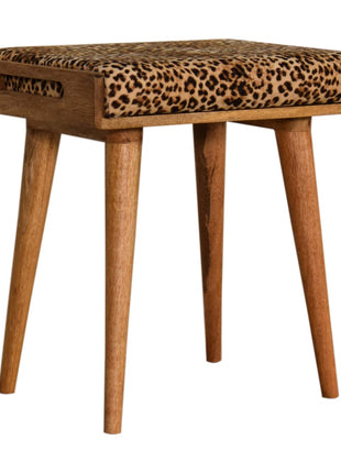 Leopard Velvet Tray Style Footstool