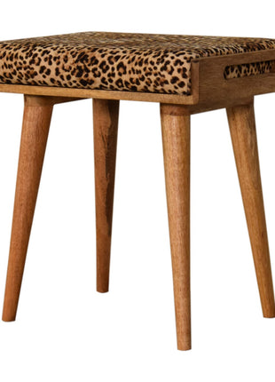 Leopard Velvet Tray Style Footstool