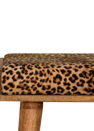 Leopard Velvet Tray Style Footstool