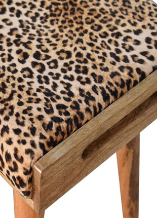 Leopard Velvet Tray Style Footstool