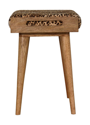 Leopard Velvet Tray Style Footstool