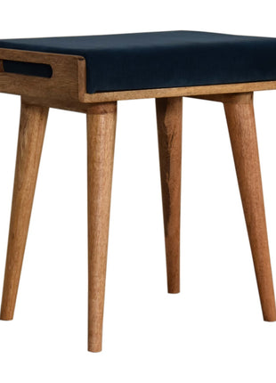 Teal Velvet Tray Style Footstool