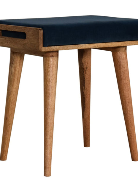 Teal Velvet Tray Style Footstool