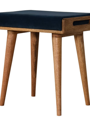 Teal Velvet Tray Style Footstool