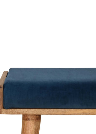 Teal Velvet Tray Style Footstool
