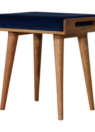 Royal Blue Velvet Tray Footstool