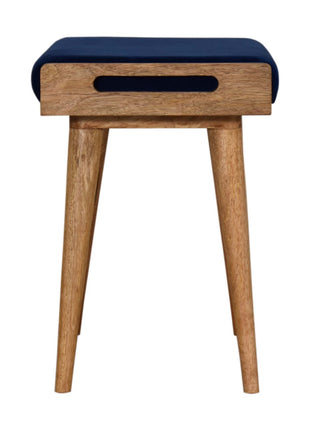 Royal Blue Velvet Tray Footstool