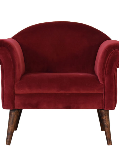 Sillón de estilo nórdico en terciopelo color vino