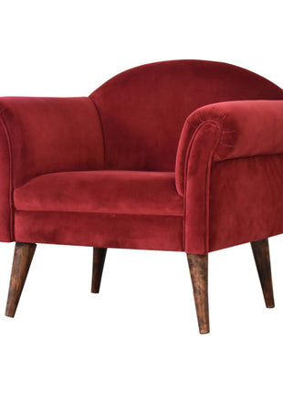 Sillón de estilo nórdico en terciopelo color vino