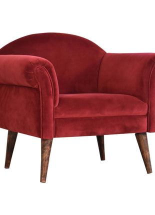 Sillón de estilo nórdico en terciopelo color vino
