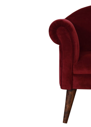 Sillón de estilo nórdico en terciopelo color vino