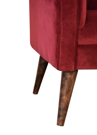 Sillón de estilo nórdico en terciopelo color vino