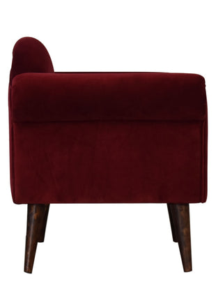 Sillón de estilo nórdico en terciopelo color vino