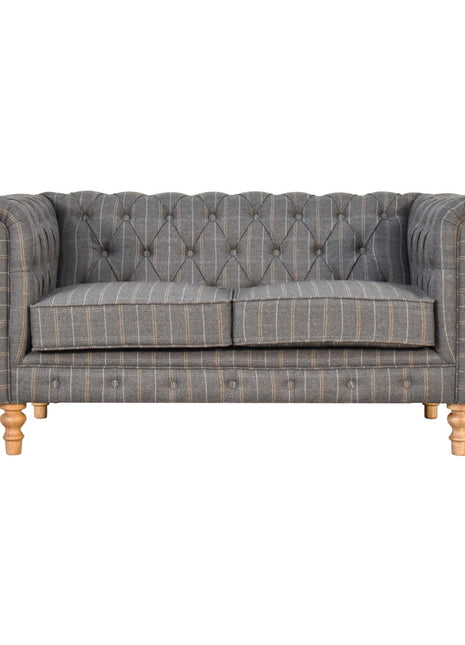 Pewter Tweed 2 Seat Chesterfield Sofa