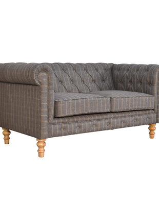 Pewter Tweed 2 Seat Chesterfield Sofa