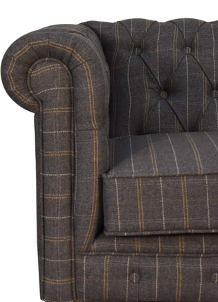 Pewter Tweed 2 Seat Chesterfield Sofa