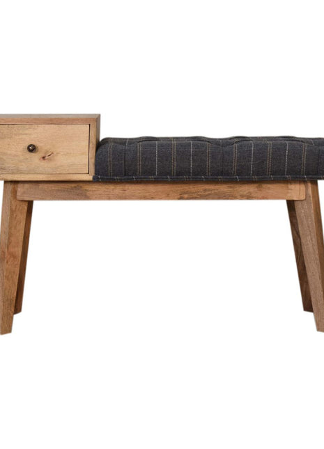 Pewter Tweed Bench with 1 Drawer