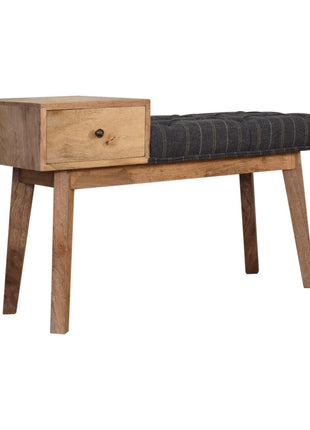 Pewter Tweed Bench with 1 Drawer