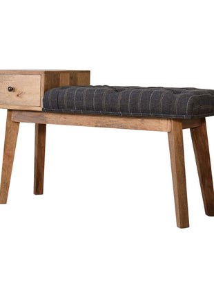 Pewter Tweed Bench with 1 Drawer