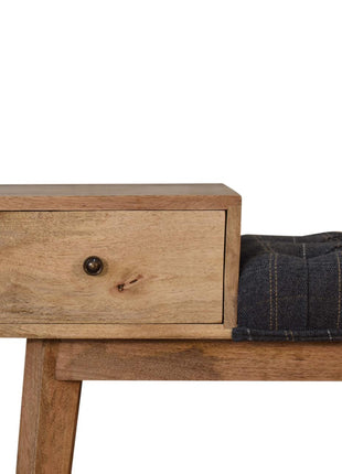 Pewter Tweed Bench with 1 Drawer