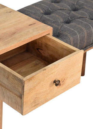 Pewter Tweed Bench with 1 Drawer