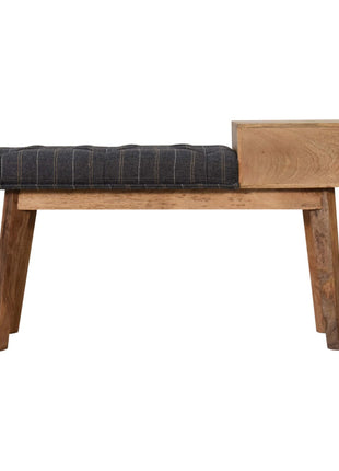 Pewter Tweed Bench with 1 Drawer