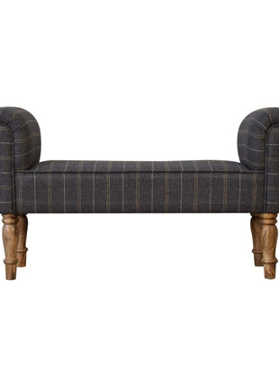 Pewter Tweed Turned Bedroom Bench