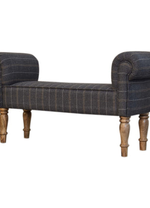 Pewter Tweed Turned Bedroom Bench