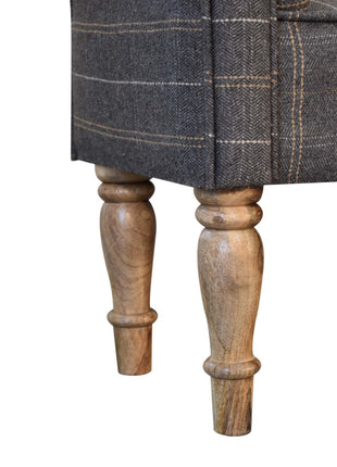 Pewter Tweed Turned Bedroom Bench