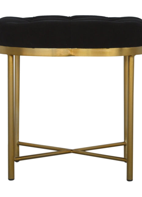 Clover Black Velvet Footstool