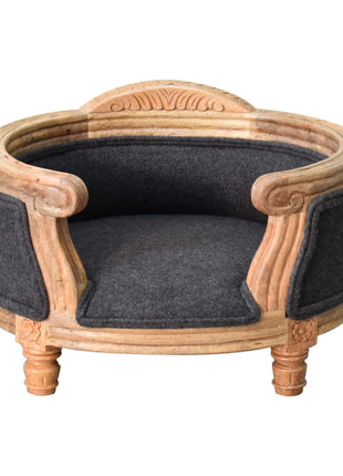 Carved Battleship Tweed Pet Bed