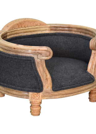 Carved Battleship Tweed Pet Bed