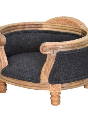 Carved Battleship Tweed Pet Bed